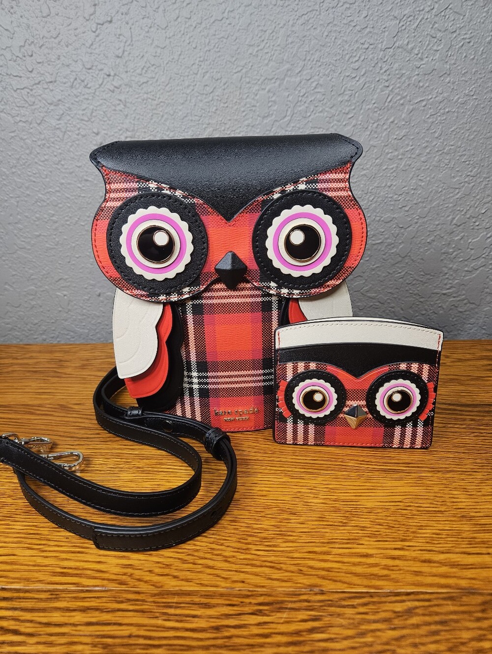 Kate Spade Blinx Plaid 3D Owl Bundle - Picture 1 of 11